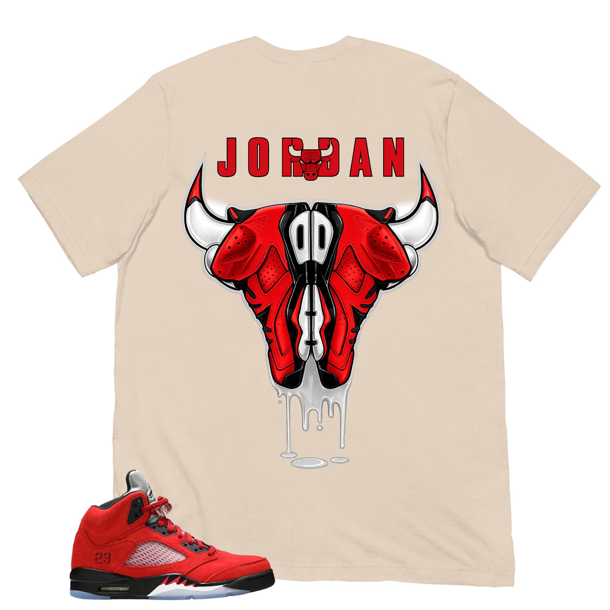 Graphic Tee Bull Head Jordan Shirt Match 5s Raging Bull