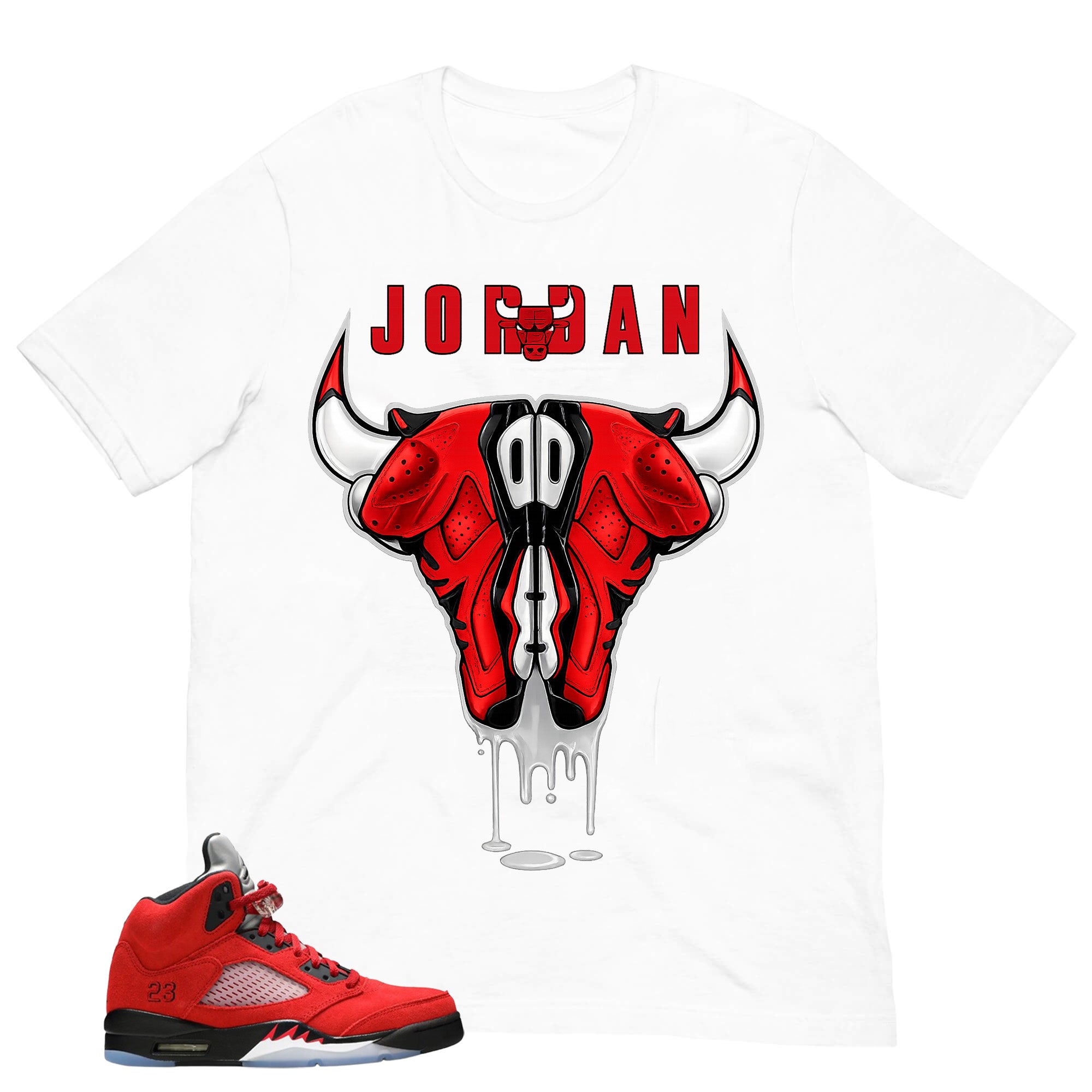 Graphic Tee Bull Head Jordan Shirt Match 5s Raging Bull