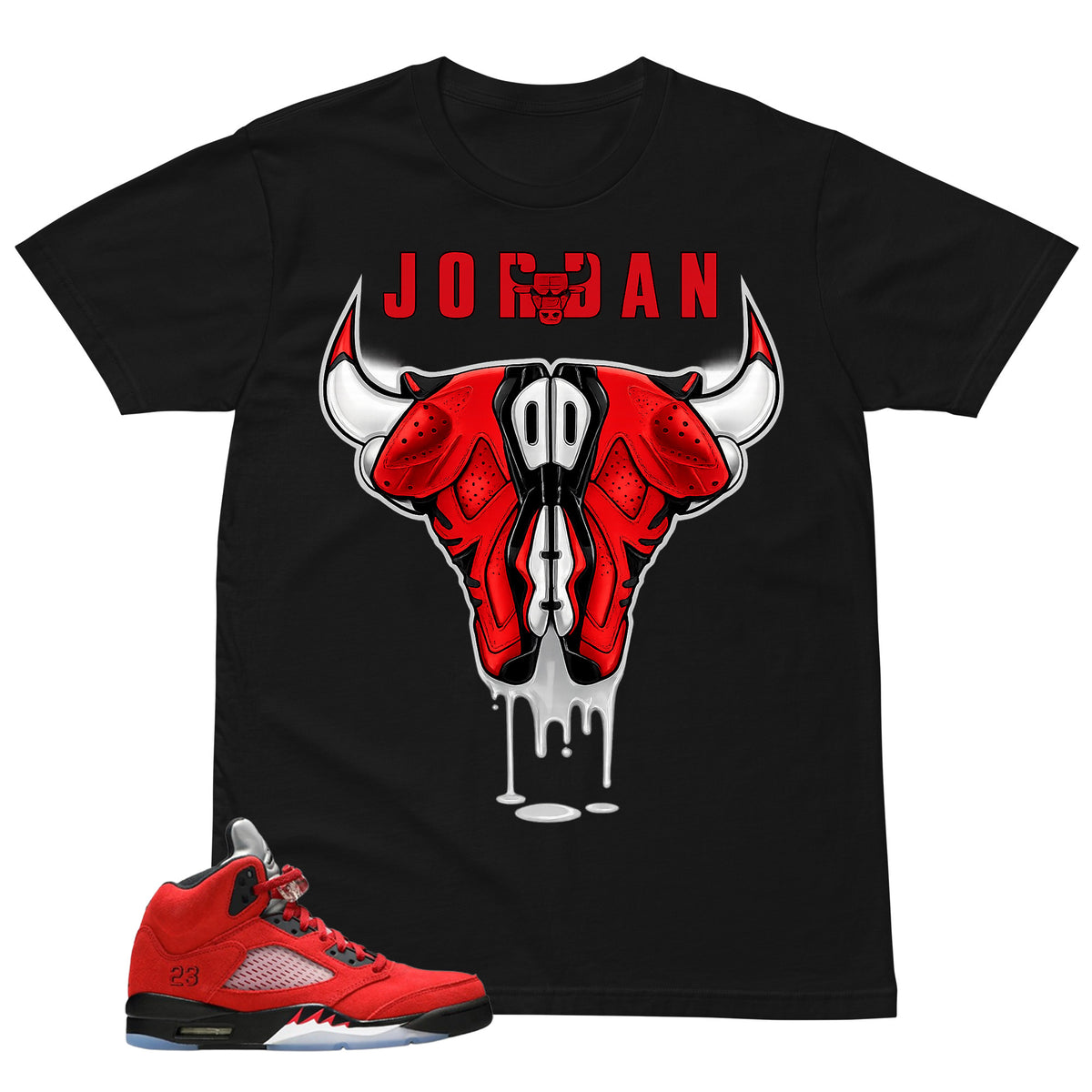 Graphic Tee Bull Head Jordan Shirt Match 5s Raging Bull