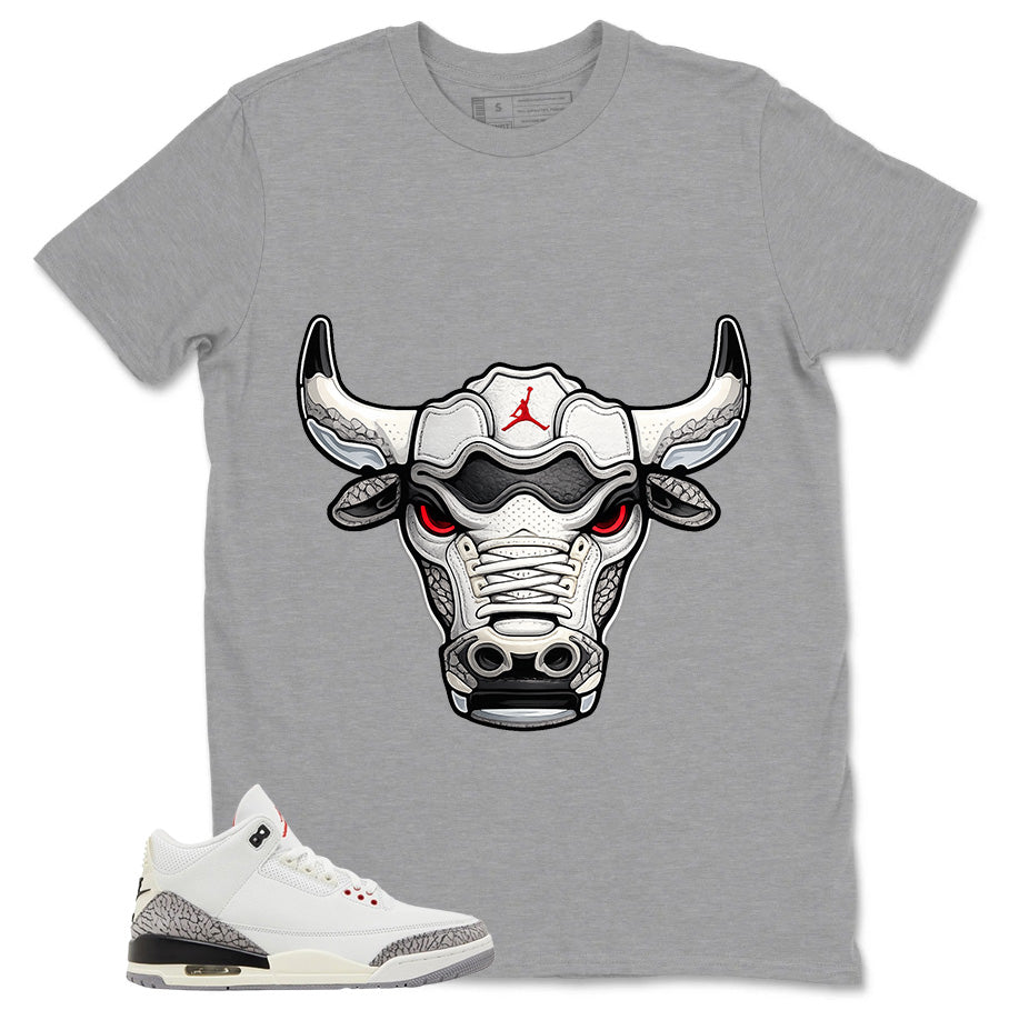 Bull Jordan Head Shirt - Match Jordan 3 White Cement Reimagined
