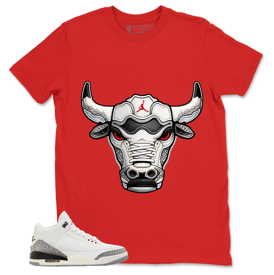 Bull Jordan Head Shirt - Match Jordan 3 White Cement Reimagined