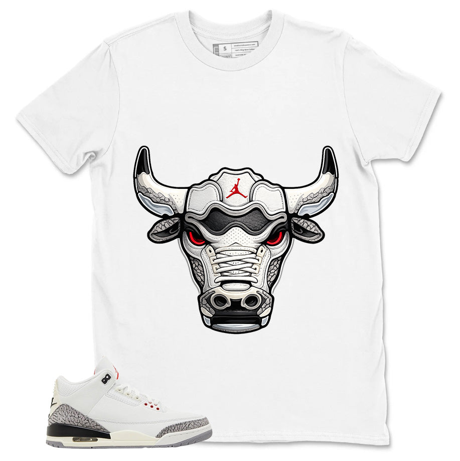 Bull Jordan Head Shirt - Match Jordan 3 White Cement Reimagined