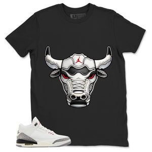 Bull Jordan Head Shirt - Match Jordan 3 White Cement Reimagined