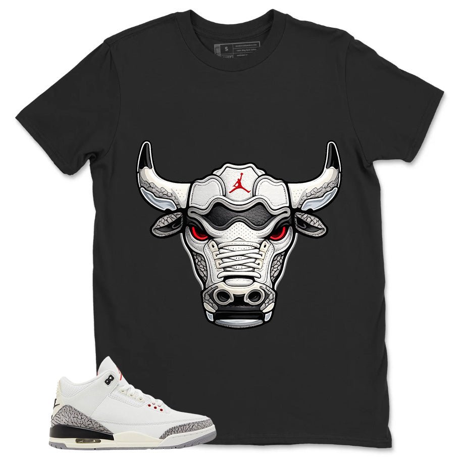 Bull Jordan Head Shirt - Match Jordan 3 White Cement Reimagined