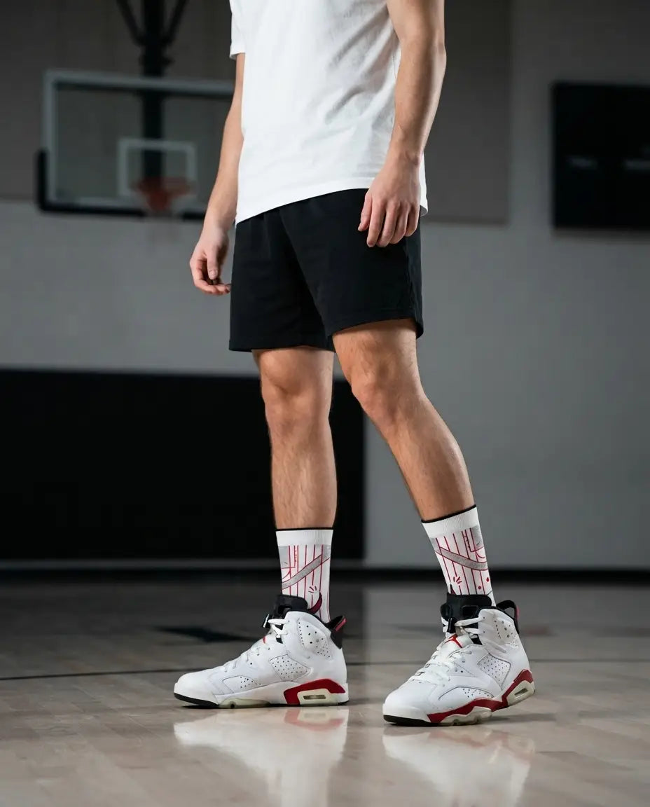 Bulls Sneaker Match Socks – Air Jordan 6 Retro Bulls Inspired Mid-Calf Unisex Crew Socks