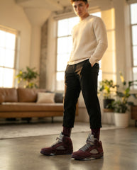 Burgundy Socks – Air Jordan 5 Inspired Mid-Calf Crew Unisex Socks