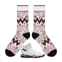 Cardinal 2022 Sneaker Match Socks – Air Jordan 7 Retro Cardinal Inspired Mid-Calf Crew Socks Unisex