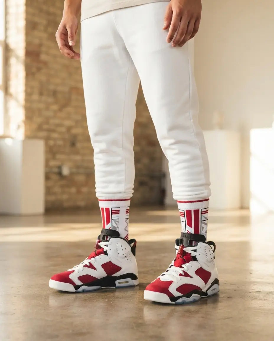 Carmine Socks – Air Jordan 6 Retro Inspired Mid-Calf Unisex Crew Socks