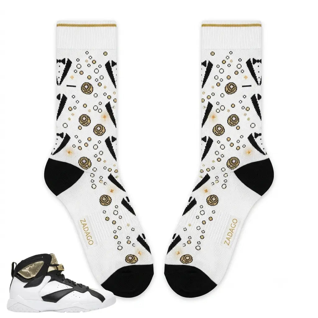 Champagne Sneaker Match Socks – Air Jordan 7 Retro Champagne Inspired Mid-Calf Crew Socks
