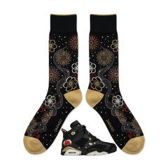 Chinese New Year Sneaker Match Socks – Air Jordan 6 Retro Inspired Mid-Calf Unisex Crew Socks