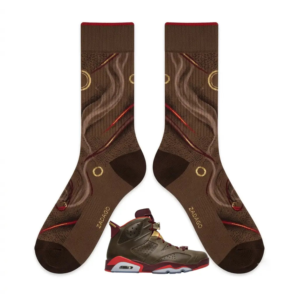 Cigar Sneaker Match Socks – Air Jordan 6 Retro Cigar Inspired Mid-Calf Unisex Crew Socks