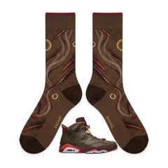 Cigar Sneaker Match Socks – Air Jordan 6 Retro Cigar Inspired Mid-Calf Unisex Crew Socks
