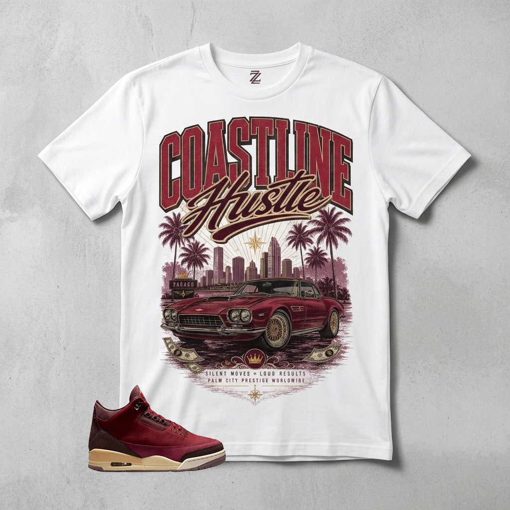 Coastline Hustle Graphic Tee - Shirt To Match Air Jordan 3 Bin23