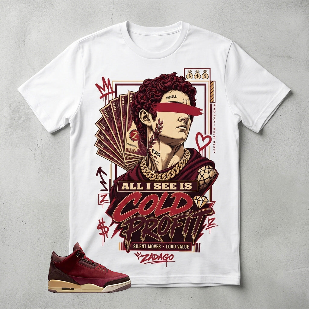 Cold Profit Graphic Tee - Shirt To Match Air Jordan 3 Bin23