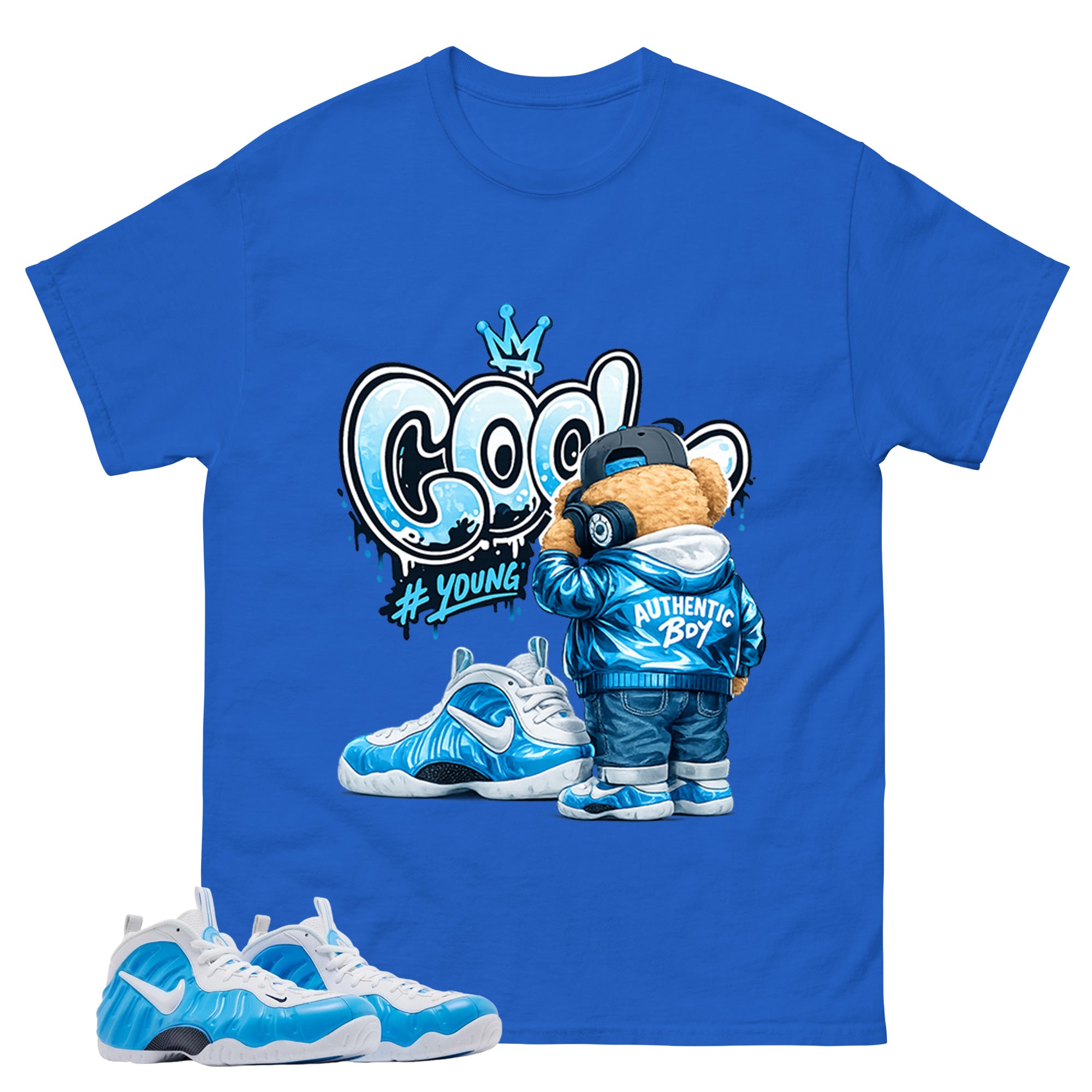 Cool Boy Graphic Tee, Shirt to Match Air Foamposite Pro University Blue, Air Foamposite Unisex Blue Shirt