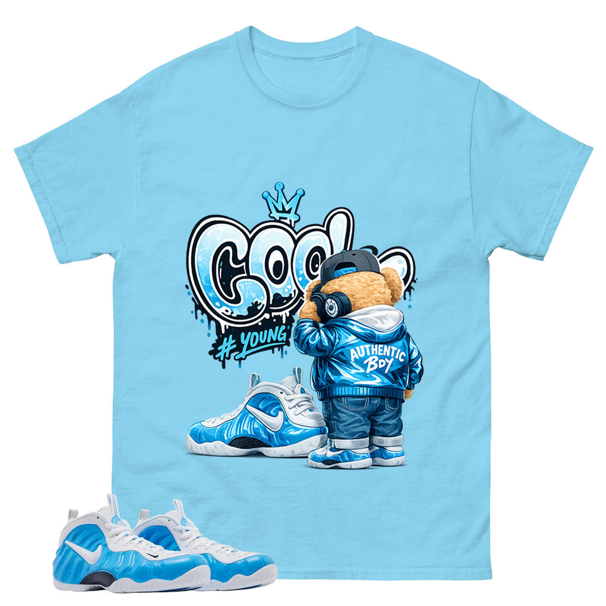 Cool Boy Graphic Tee, Shirt to Match Air Foamposite Pro University Blue, Air Foamposite Unisex Blue Shirt