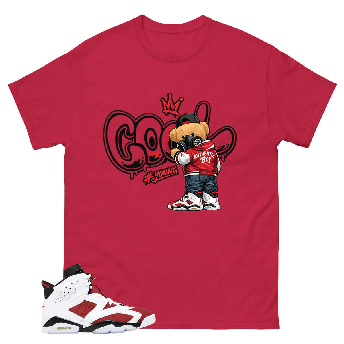 Cool Boy Shirt - Match White Air Jordan 6 Carmine