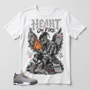 Cool Grey 3s Zadago Shirt Heart On Fire Graphic