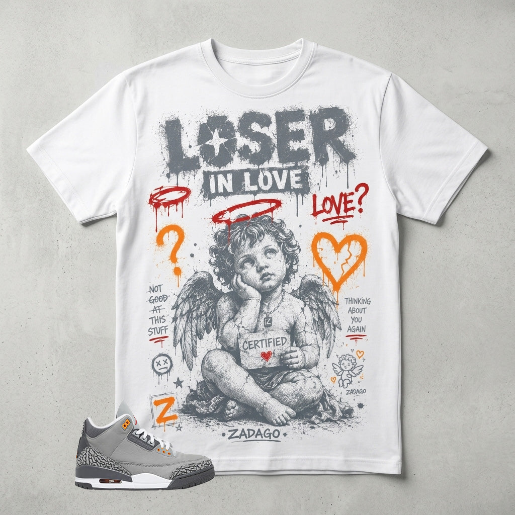Cool Grey 3s Zadago Shirt Loser In Love Graphic