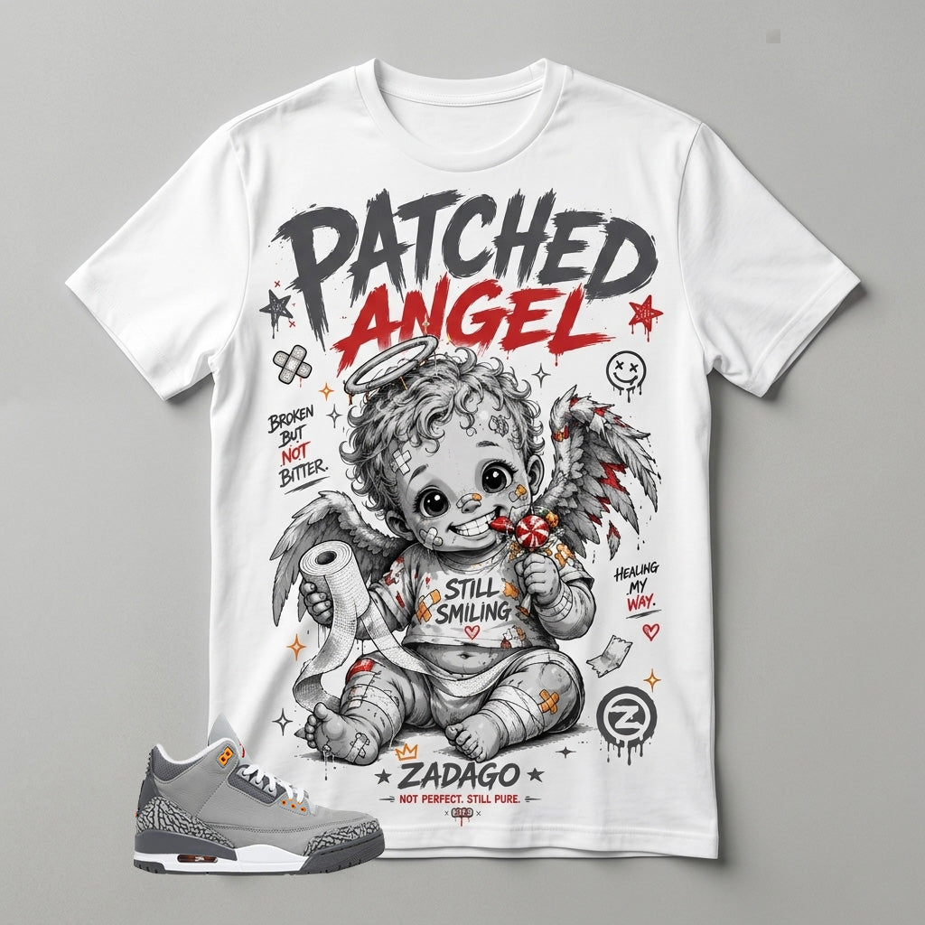 Cool Grey 3s Zadago Shirt Patched Angel Graphic