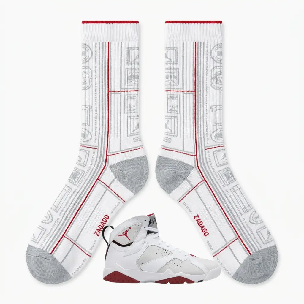 Countdown Pack Sneaker Match Socks – Air Jordan 7 Retro Inspired Mid-Calf Crew Socks Unisex