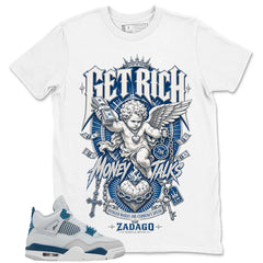 Cream Military Blue 4s Zadago Shirt Get Rick Money Talk Graphic