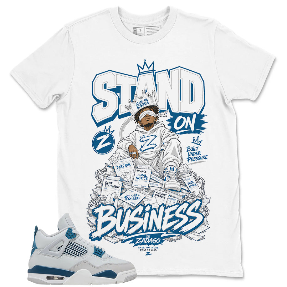 Cream Military Blue 4s Zadago Shirt Stand On Business Graphic