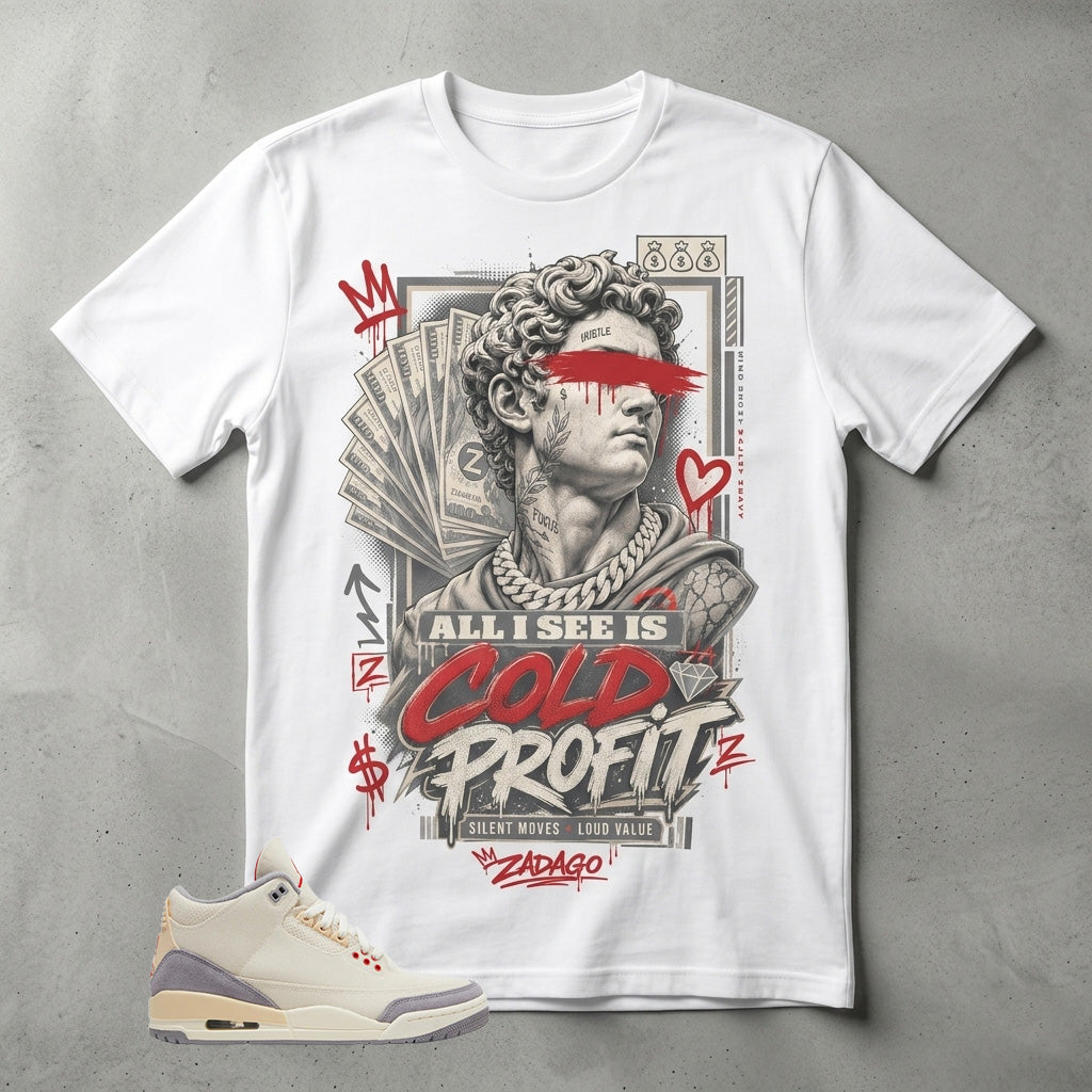 Cream Muslin 3s Zadago Shirt Cold Profit Graphic