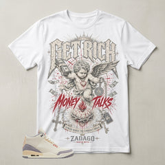 Cream Muslin 3s Zadago Shirt Get Rich Money Talk Graphic