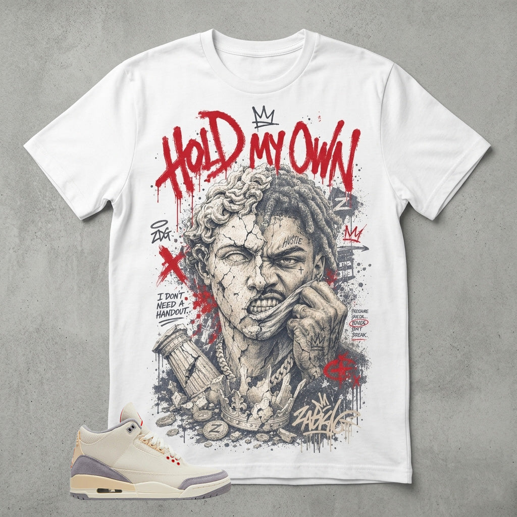 Cream Muslin 3s Zadago Shirt Hold My Own Graphic