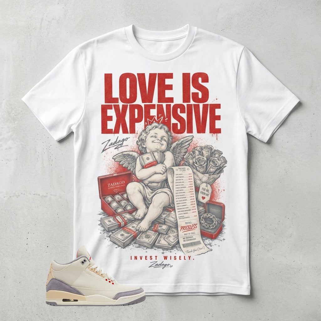 Cream Muslin 3s Zadago Shirt Love Is Expensive Graphic