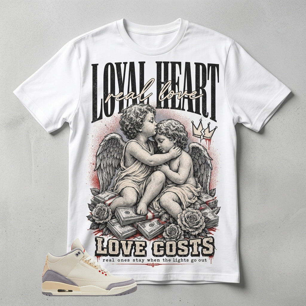 Cream Muslin 3s Zadago Shirt Loyal Heart Love Costs Graphic