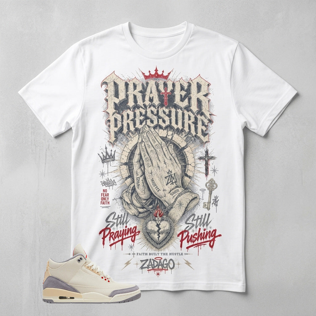 Cream Muslin 3s Zadago Shirt Prayer Pressure Graphic