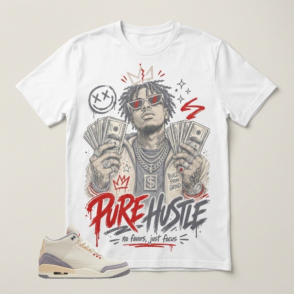 Cream Muslin 3s Zadago Shirt Pure Hustle Graphic