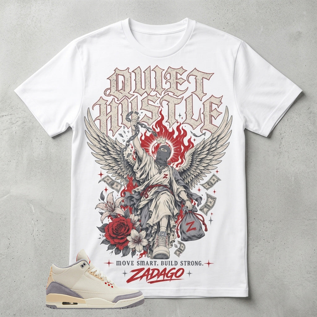 Cream Muslin 3s Zadago Shirt Quiet Hustle Graphic