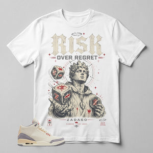 Cream Muslin 3s Zadago Shirt Risk Over Regret Graphic