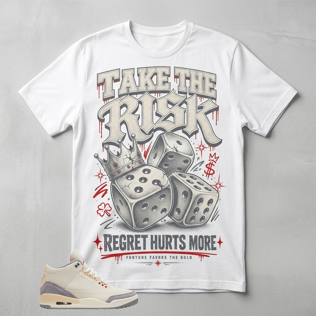 Cream Muslin 3s Zadago Shirt Take The Risk Graphic