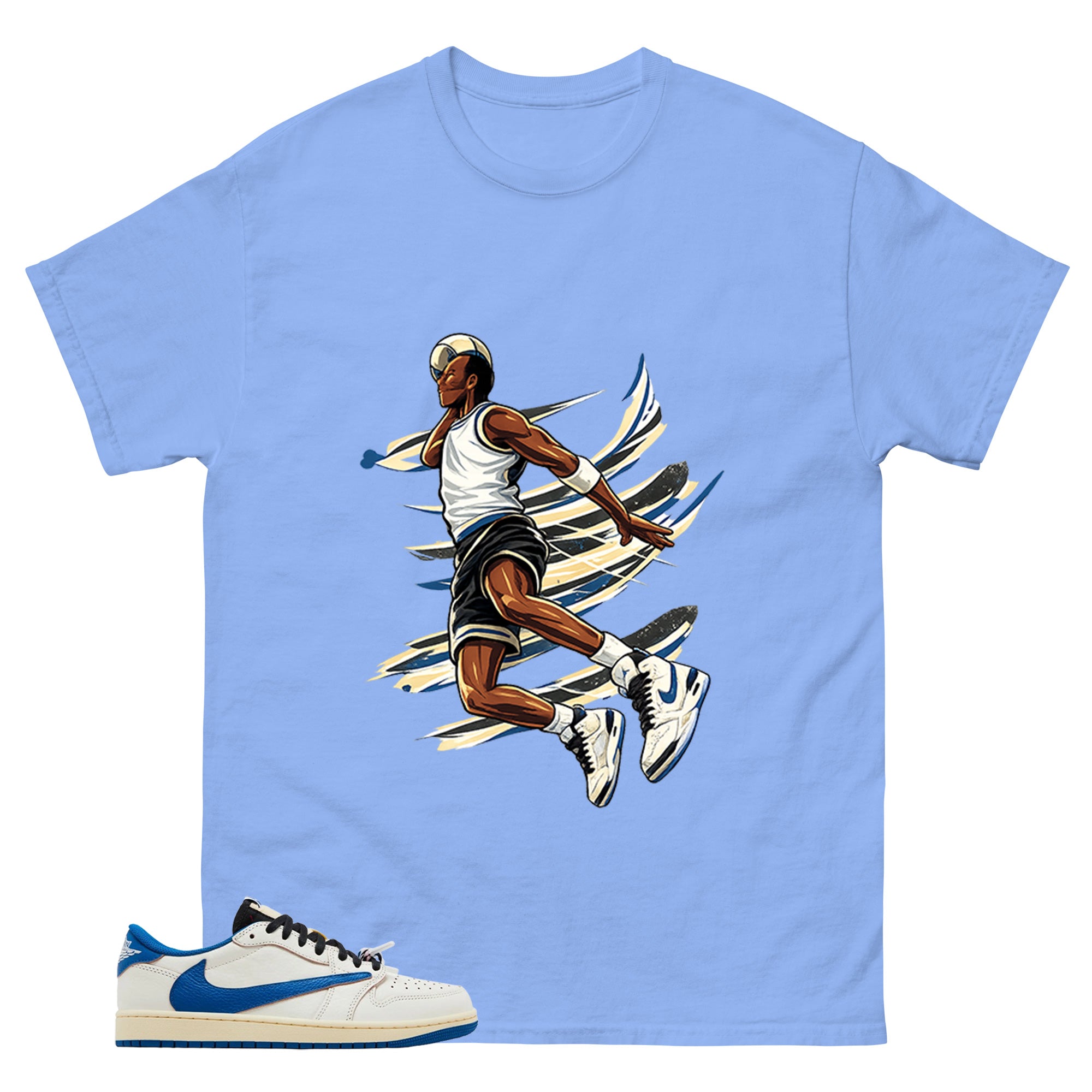 Cream Travis Scott Fragment Sail Military Blue 1s Shirt Air Ball Graphic