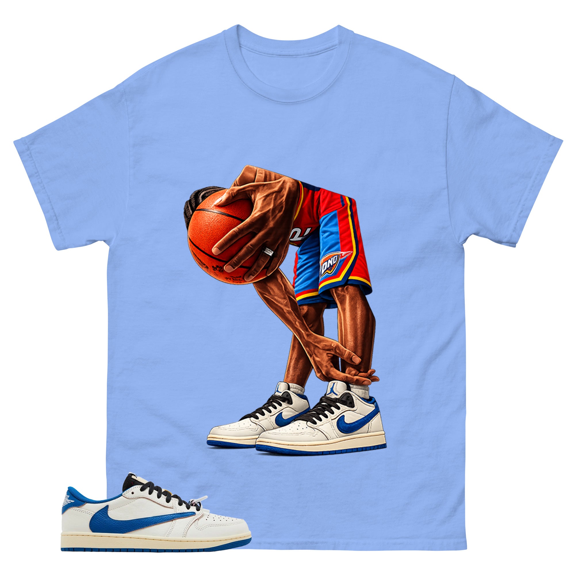 Cream Travis Scott Fragment Sail Military Blue 1s Shirt Ball Time Graphic