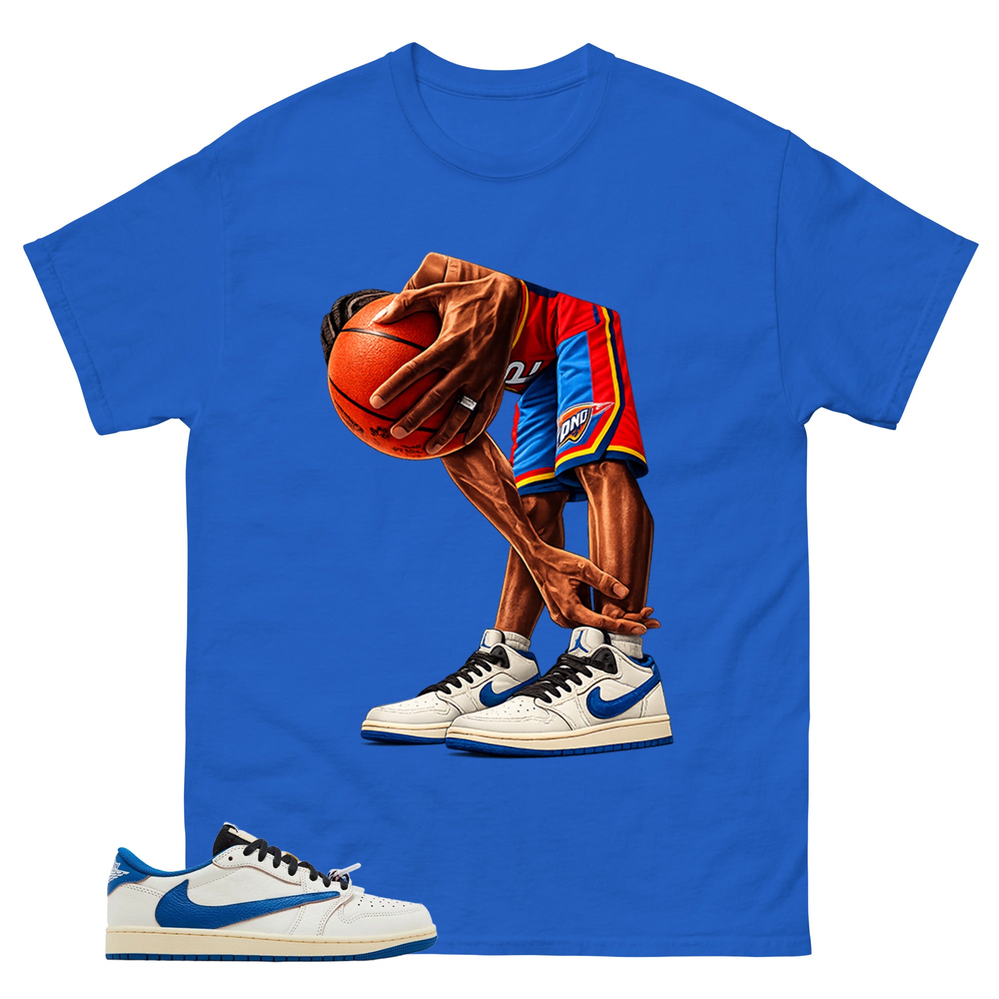 Cream Travis Scott Fragment Sail Military Blue 1s Shirt Ball Time Graphic