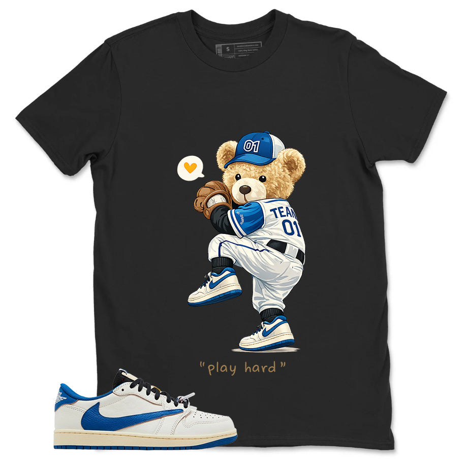 Cream Travis Scott Fragment Sail Military Blue 1s Shirt Baseball Play Hard Graphic