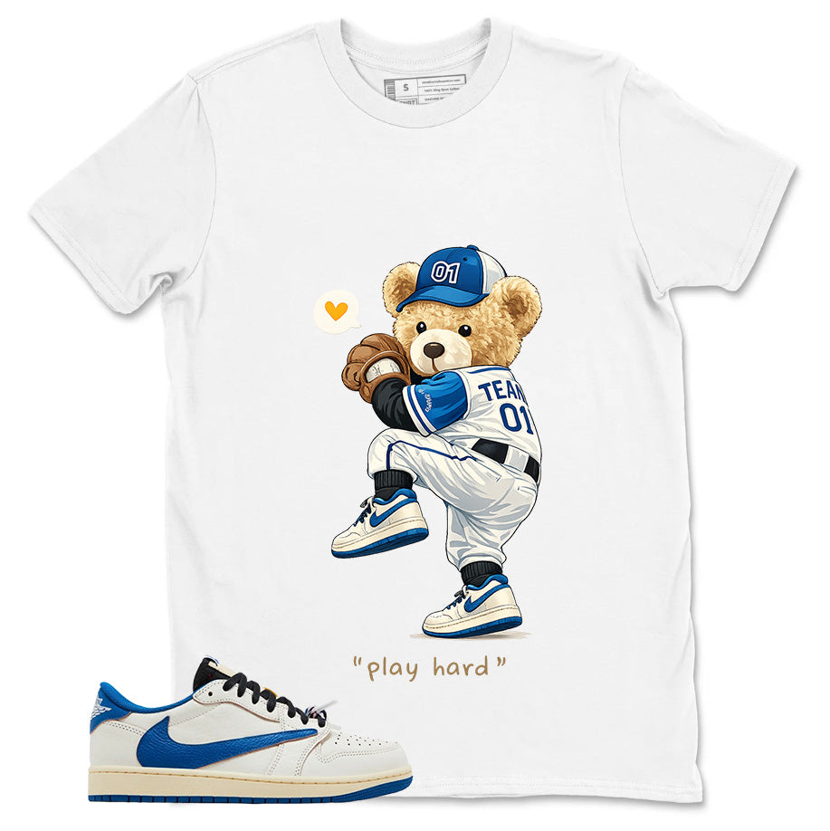 Cream Travis Scott Fragment Sail Military Blue 1s Shirt Baseball Play Hard Graphic