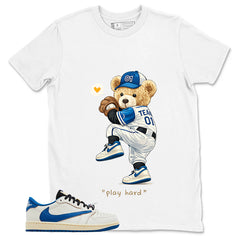 Cream Travis Scott Fragment Sail Military Blue 1s Shirt Baseball Play Hard Graphic