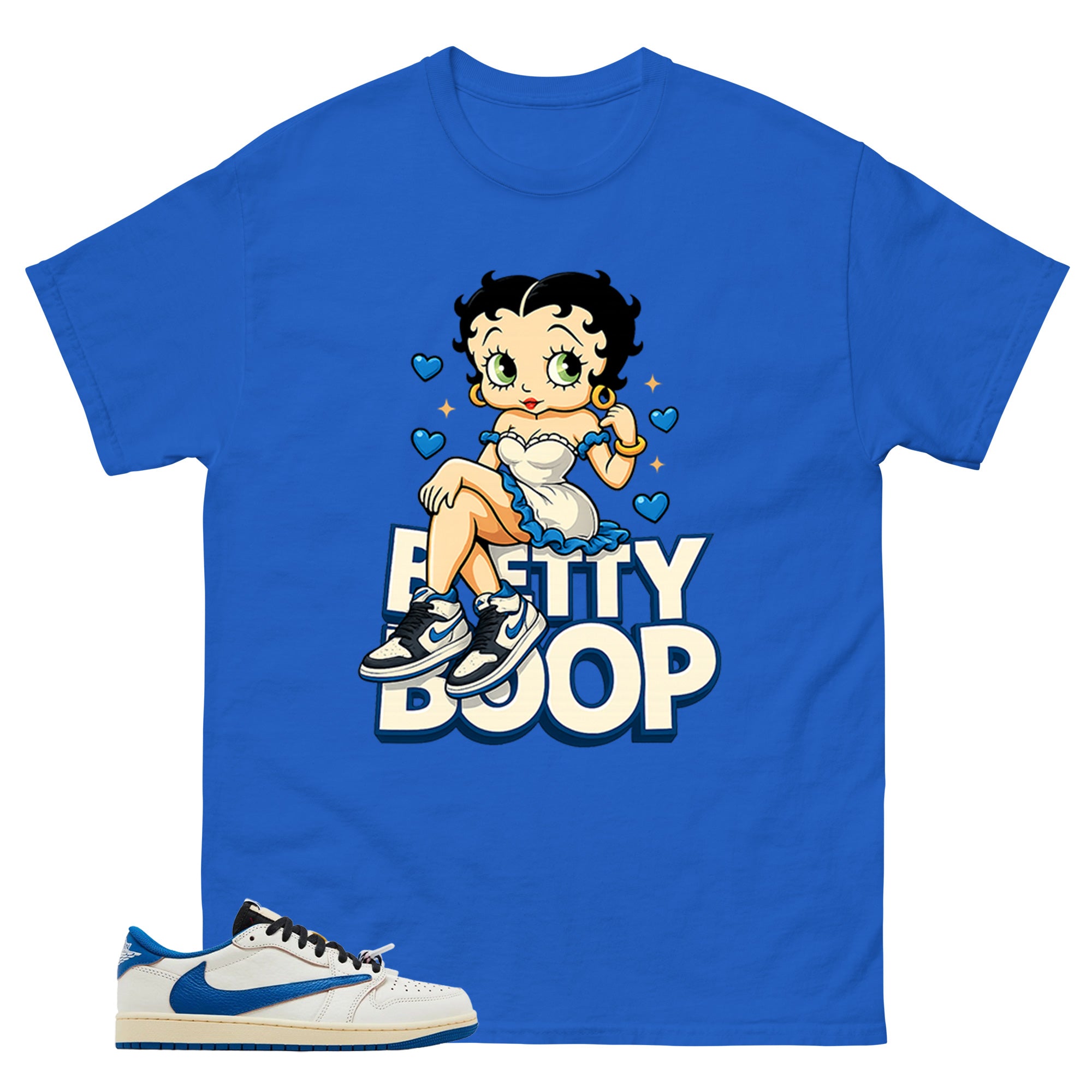Cream Travis Scott Fragment Sail Military Blue 1s Shirt Betty Boop Graphic