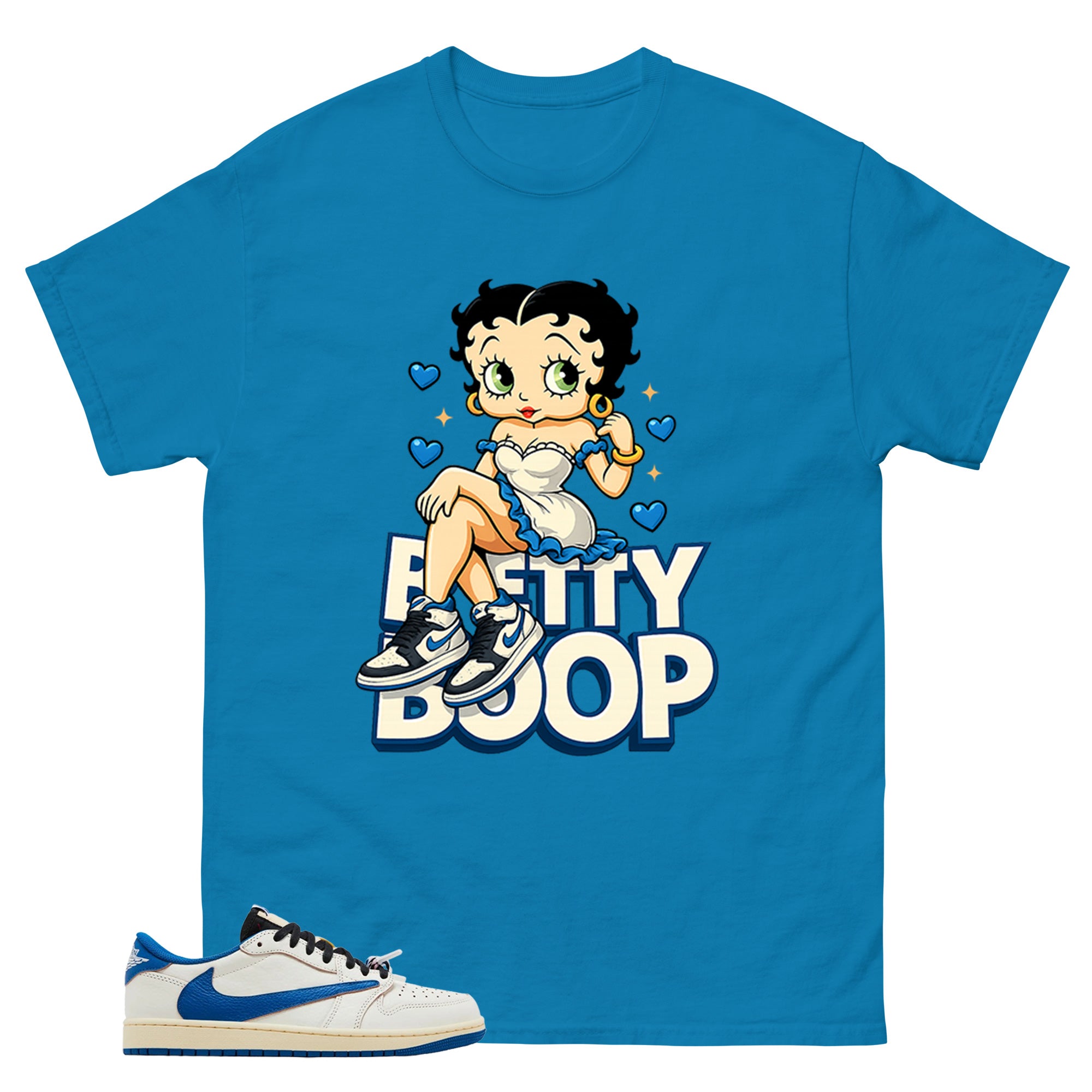 Cream Travis Scott Fragment Sail Military Blue 1s Shirt Betty Boop Graphic