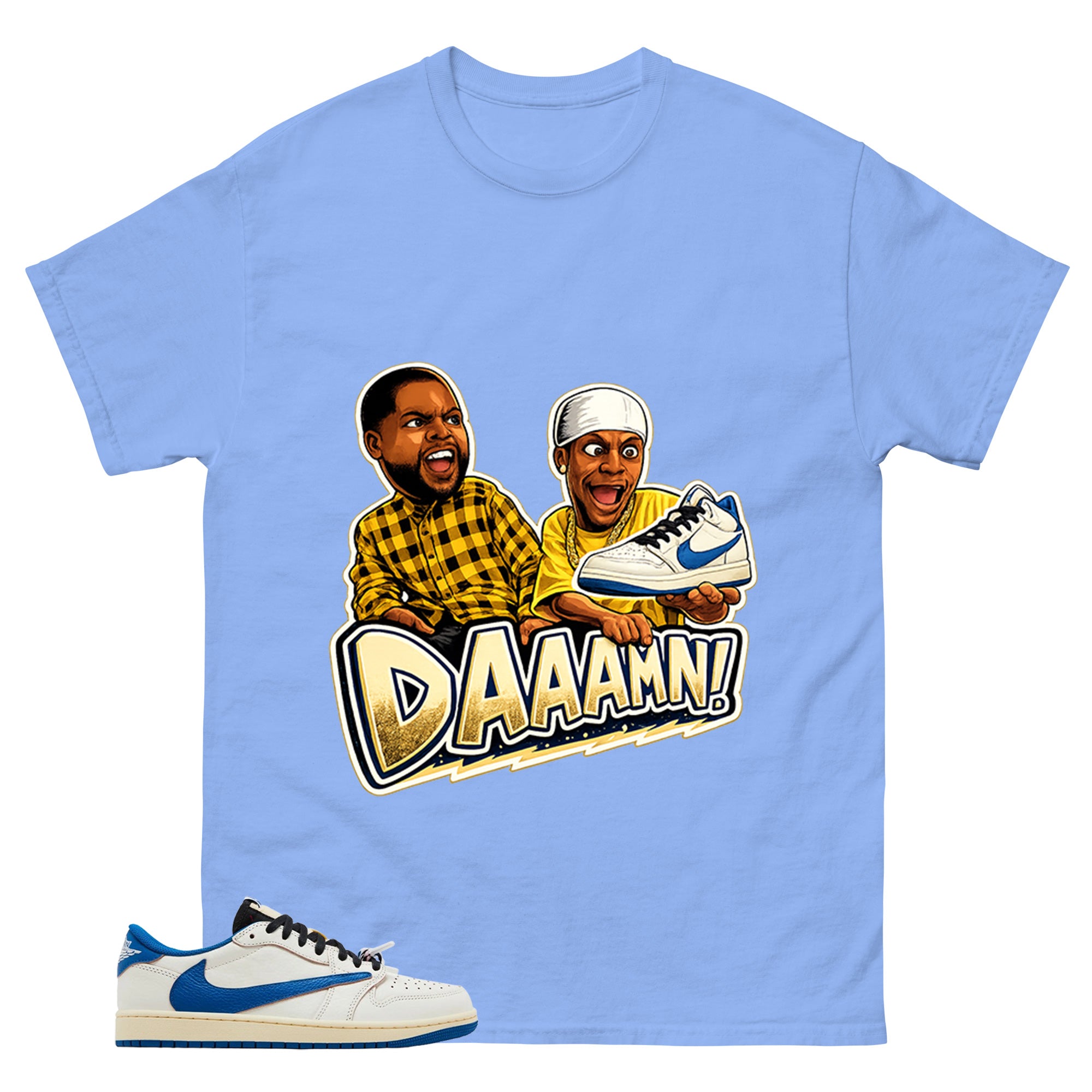 Cream Travis Scott Fragment Sail Military Blue 1s Shirt Daaamn Sneaker Graphic
