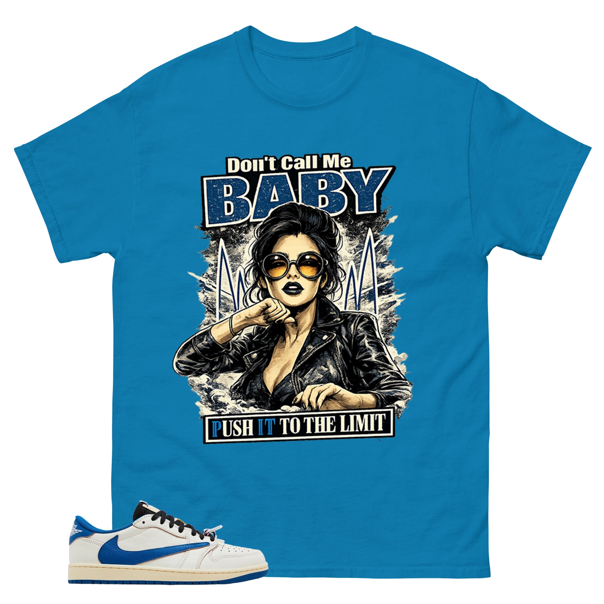 Cream Travis Scott Fragment Sail Military Blue 1s Shirt Don't Call Me Baby Graphic