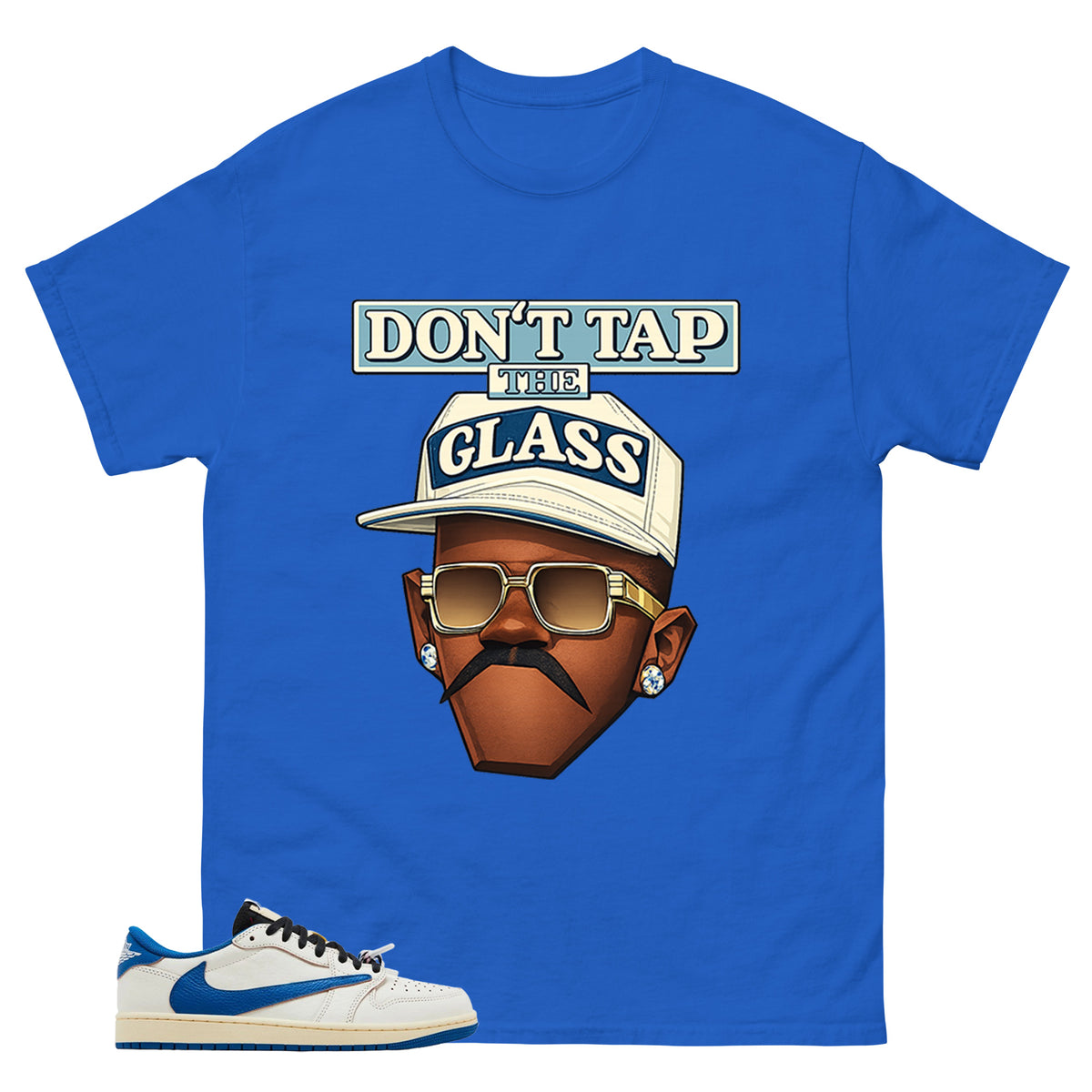 Cream Travis Scott Fragment Sail Military Blue 1s Shirt Don't Tap The Glass Graphic