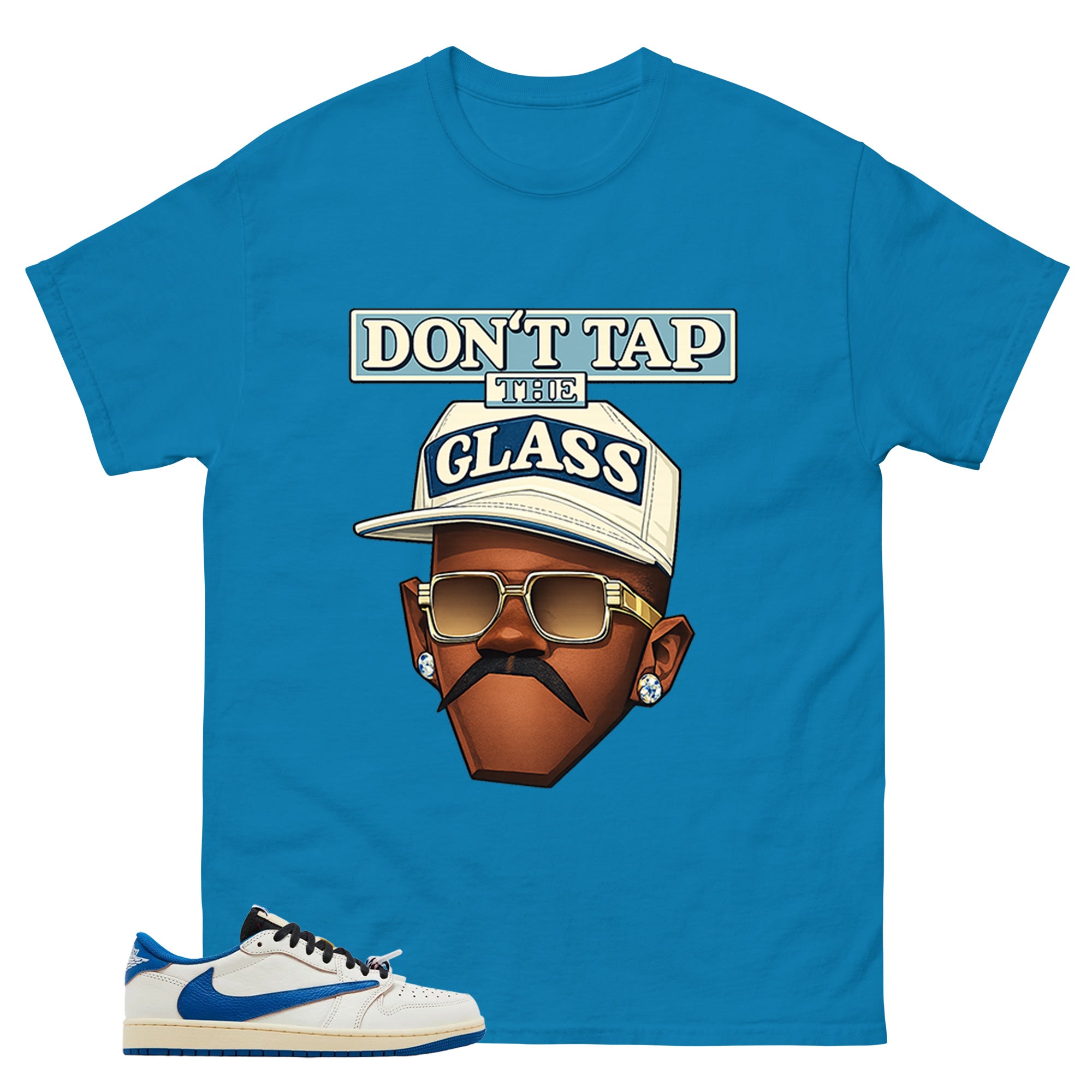 Cream Travis Scott Fragment Sail Military Blue 1s Shirt Don't Tap The Glass Graphic
