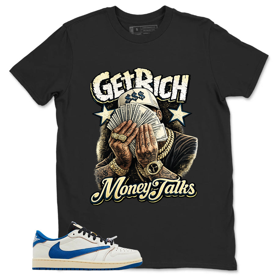 Cream Travis Scott Fragment Sail Military Blue 1s Shirt Get Rich Money Talk Graphic